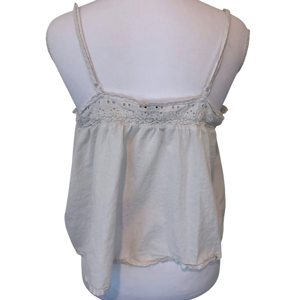 J. Crew Eyelet Trim Cami Top Re-Imagined White 100% Cotton Boho Coastal Size S - Picture 2 of 9